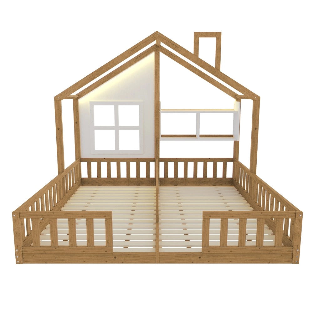 Letto Casetta per Bambini in Legno con LED ¨C MINIMAL ¨C 90x200, Doghe Incluse