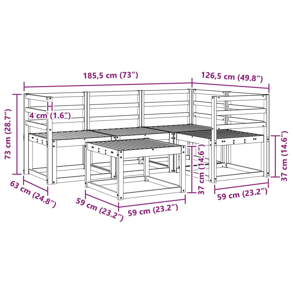 Set di divani da esterno 5 pcs Naturale