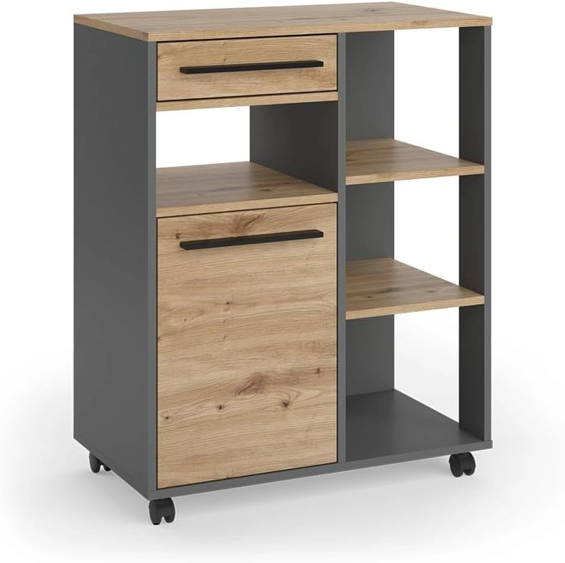 Buffet da cucina Pure, Rovere artigianale/Antracite, 72.2 x 41.9 cm, con ripiani regolabili in altezza per un utilizzo flessibile