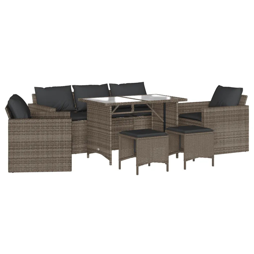 Set Divano da Giardino 6 pz con Cuscini Grigio in Polyrattan 3213551