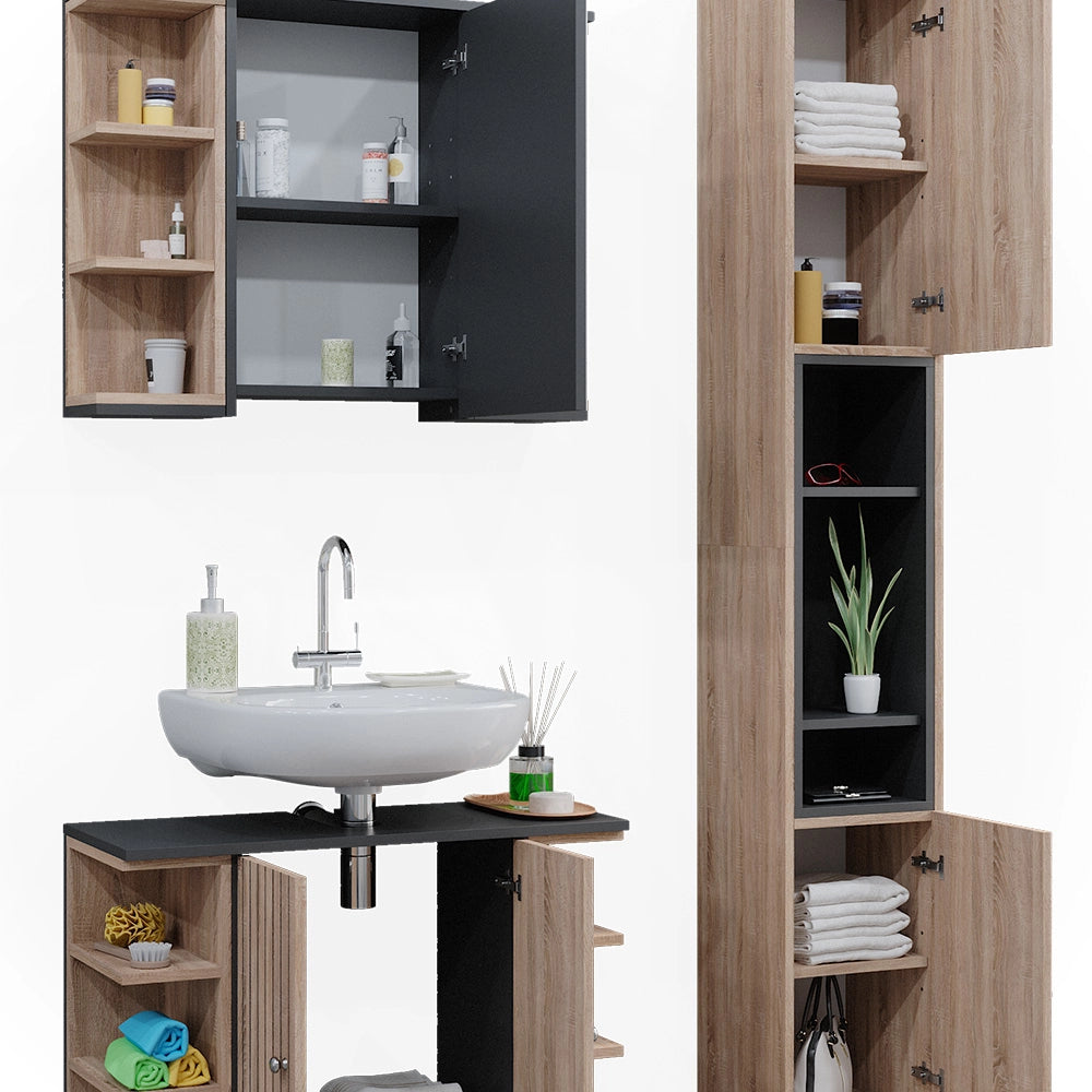 Vicco Set di mobili da bagno Sonoma 3 parti, con colonna
