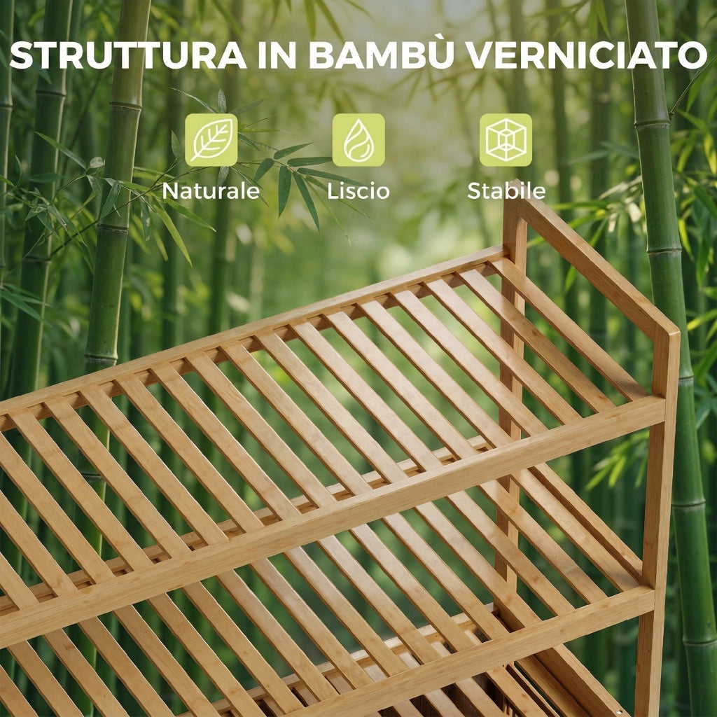 Mobile Porta Biancheria 2 Cestini 3 Ripiani ¨C zephmum ¨C Rovere Bamb¨´ 60x40x138