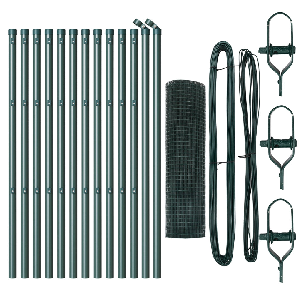 Set di Pali da Recinzione Set di 2 Verde Metallo 25 x 0.5 m