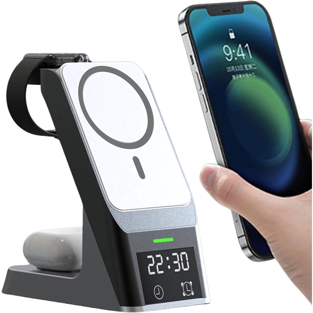Trade Shop - Stazione Di Ricarica Wireless Magnetica 20w Supporto Per Smartphone Watch Airpods Q-wx500 -