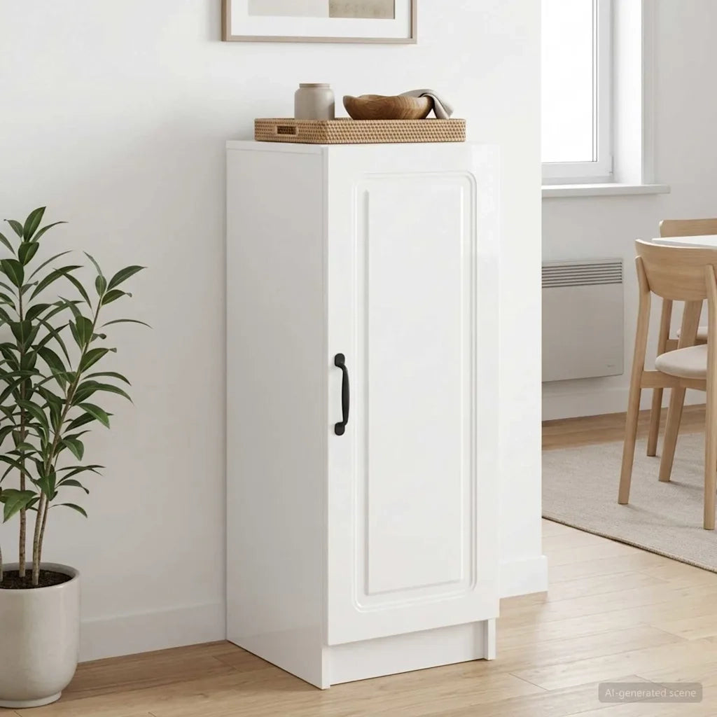 Credenza Bianco Lucido 33 x 34,5 x 87 cm Legno ingegnerizzato 895749