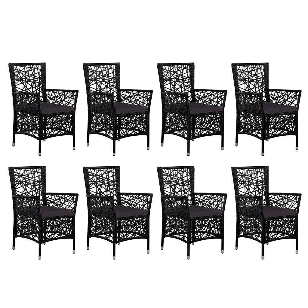 Set da Pranzo da Giardino 9 pz in Polyrattan Nero 44086