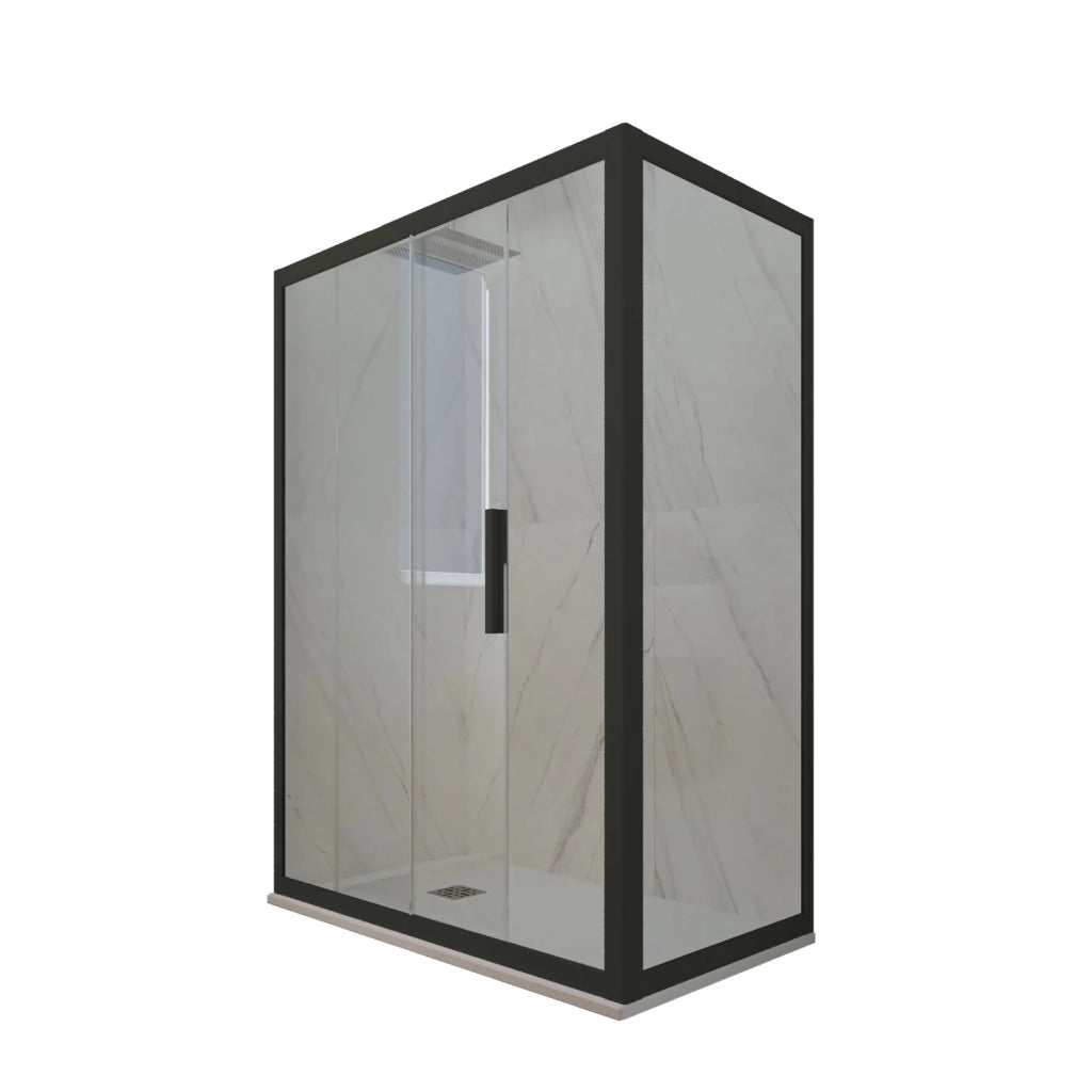 Box doccia scorrevole 80x150 CM H 200 Vetro Trasparente Profilo Nero Matt mod. Deco Duo