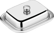 Contenitore Rotonda con coperchio - acciaio inox - resistente al detersivo per lavastoviglie - grande formato