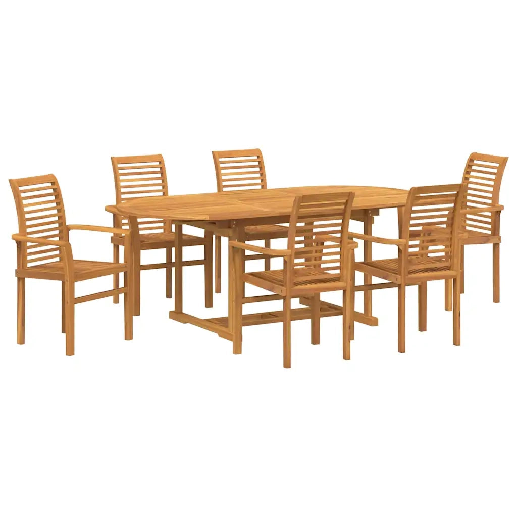 vidaXL Set da Pranzo per Giardino 7 pcs Marrone 200 x 100 x 75 cm