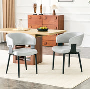 Sedia da pranzo 96x59.5x40 cm con schienale ergonomico e braccioli in similpelle grigia