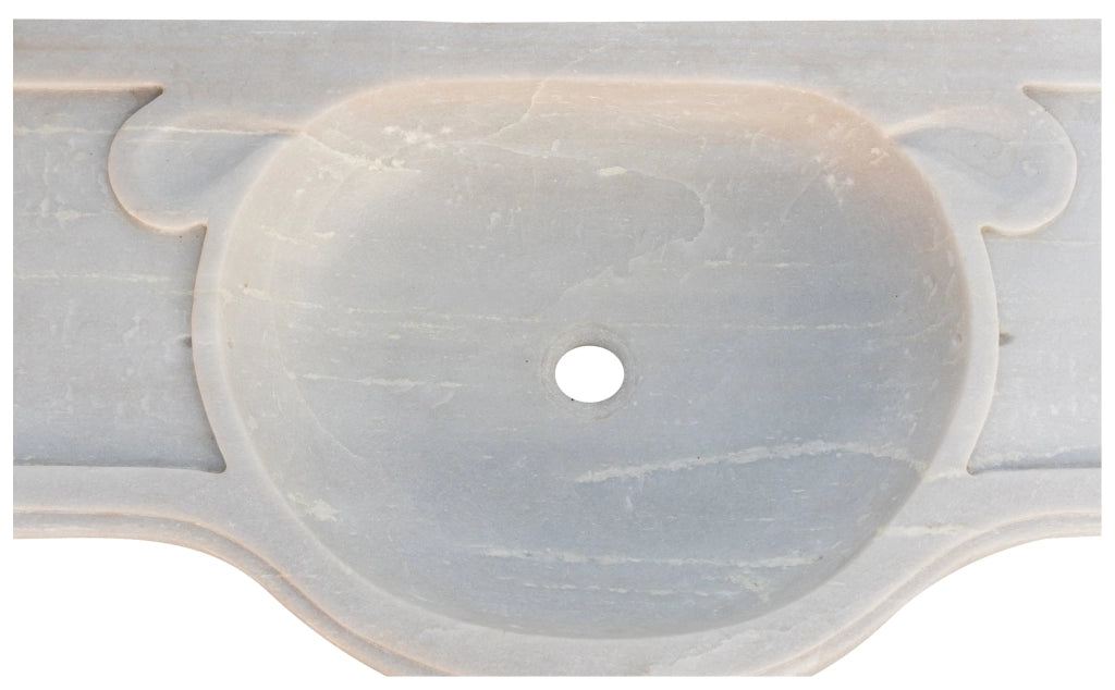 Biscottini Acquaio in marmo bianco L100xPR46xH15 cm Vasca realizzata completamente