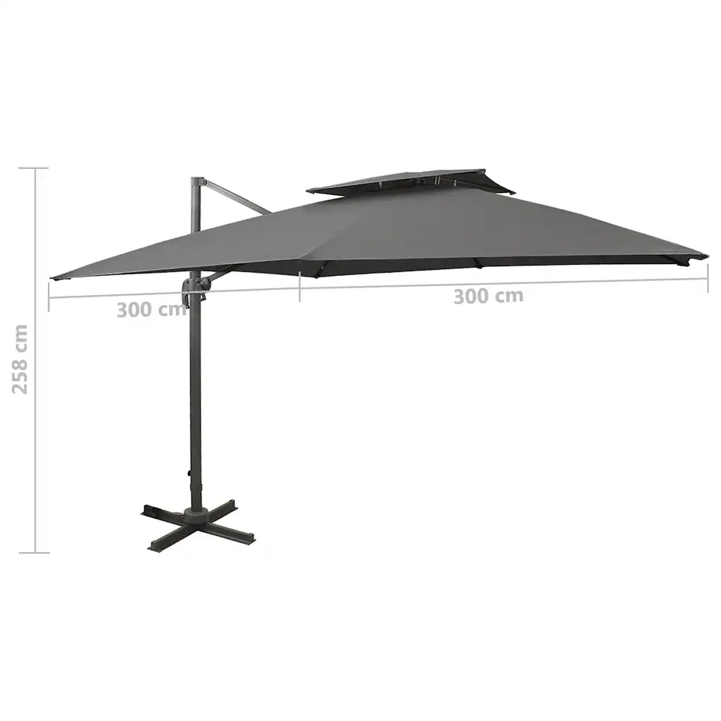 Ombrellone a Sbalzo con Doppia Copertura-Ombrello da giardino 300x300 cm Antracite