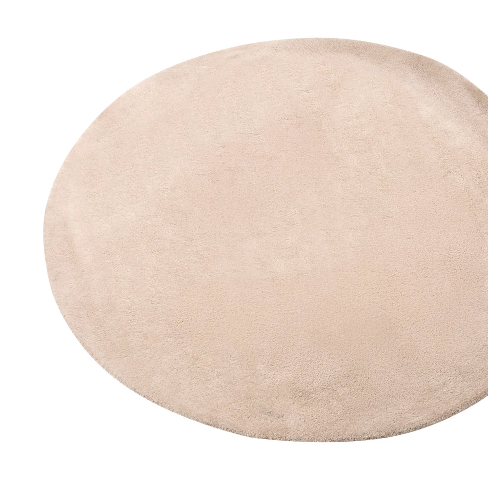 Tappeto in lana beige 140 cm tuftato a mano rotondo design decorativo