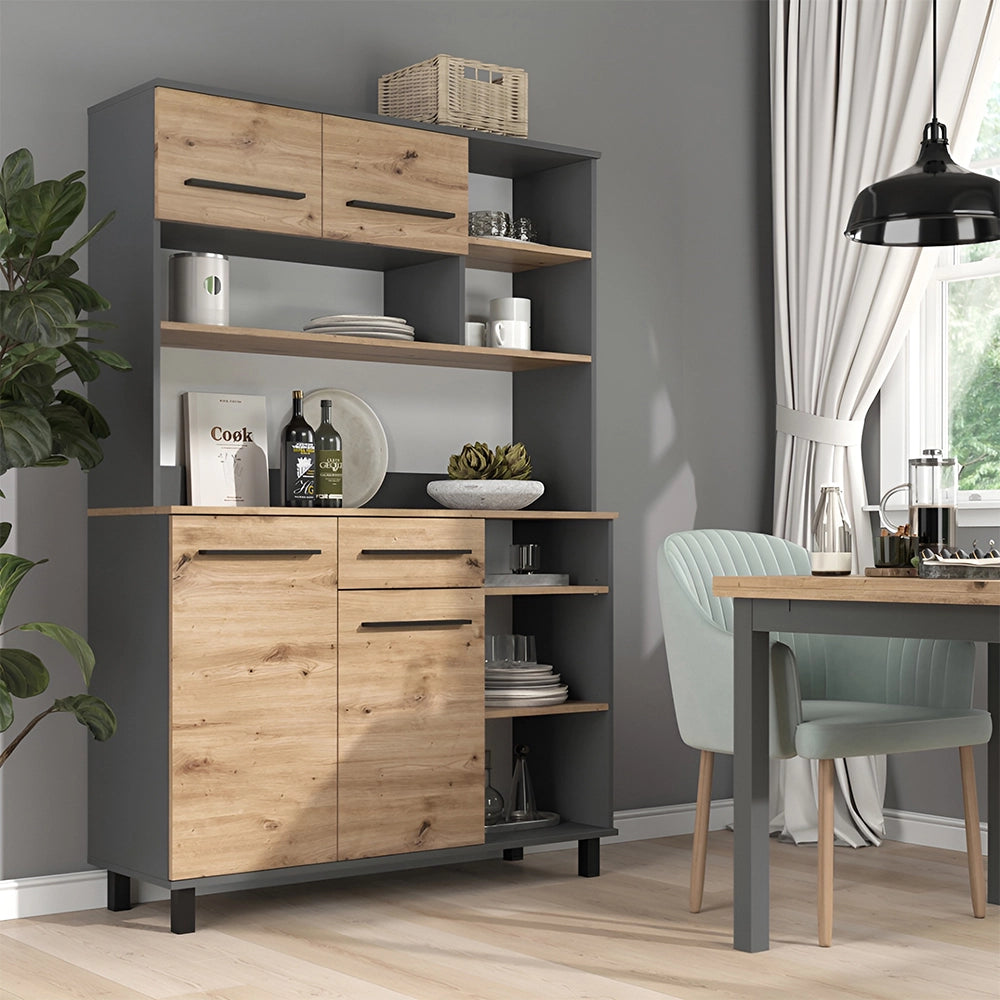 Vicco Buffet da cucina Rovere artigianale/Antracite 120.2 x 40.5 cm
