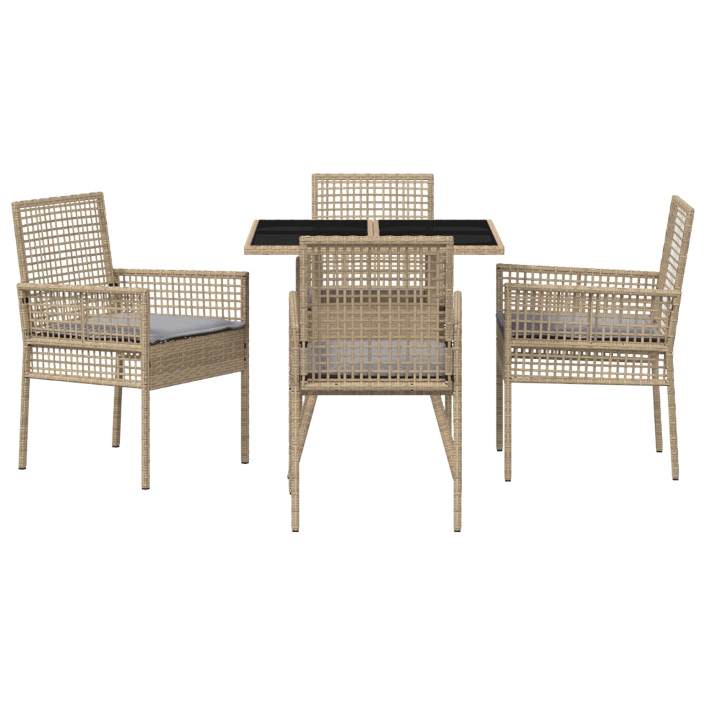 Set da Pranzo da Giardino 5 Pezzi Beige Rattan Sintetico