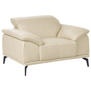Poltrona in ecopelle con poggiatesta regolabile e gambe in metallo Beige stile moderno