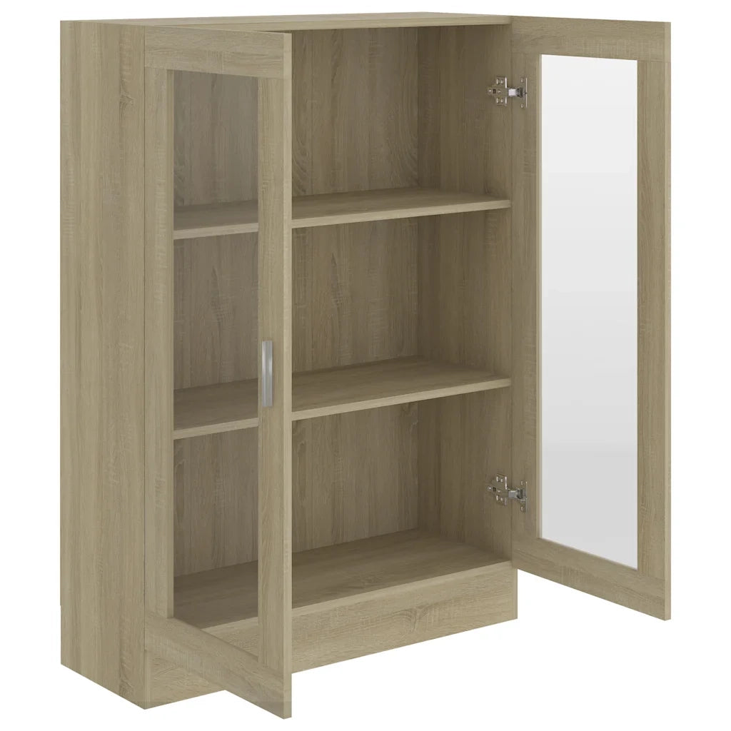 Elegante e raffinata vetrina 82,5 x 30,5 x 115 cm design pratico per il soggiorno realizzata in legno composito di rovere Sonoma 02_0047753