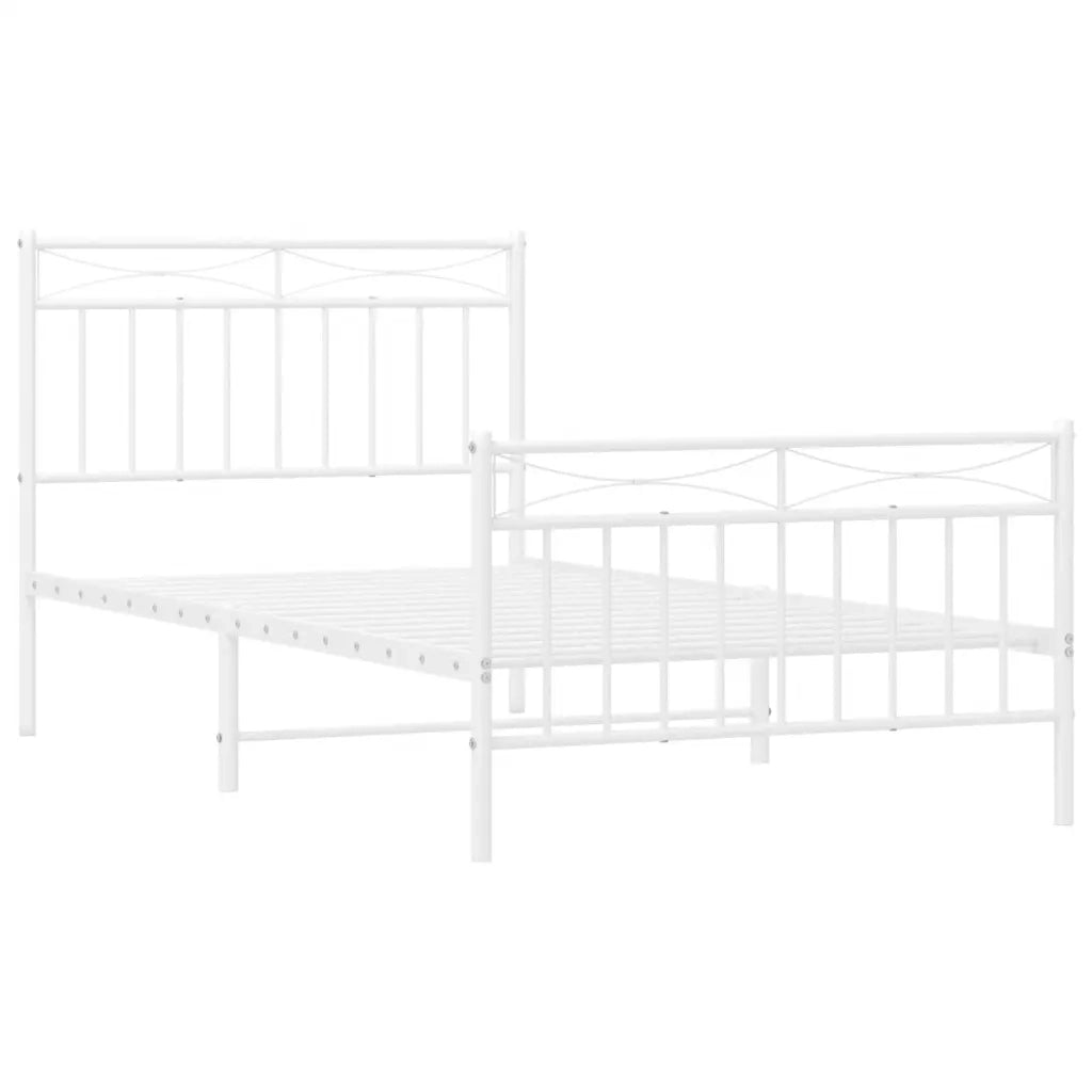 Giroletto con Testiera e Pediera Metallo Bianco 100x190 cm 373752