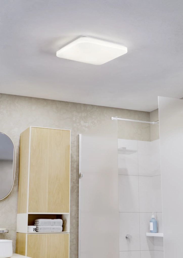 Plafoniera Moderna Frania-Ip Acciaio Bianco Plastica Led 18W 2100Lm Ip44