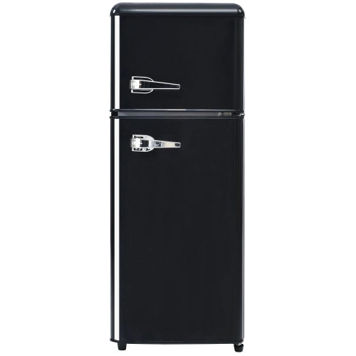 Frigorifero retrò; frigorifero congelatore; volume totale 92L; compartimento congelatore 28L; luce LED; efficiente energetico; nero