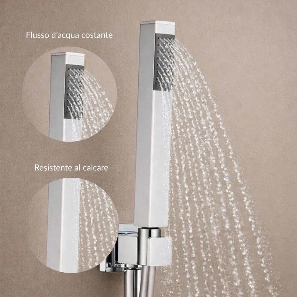 Kit doccia rettangolare in ottone cromato doccetta con presa acqua *** confezione 1