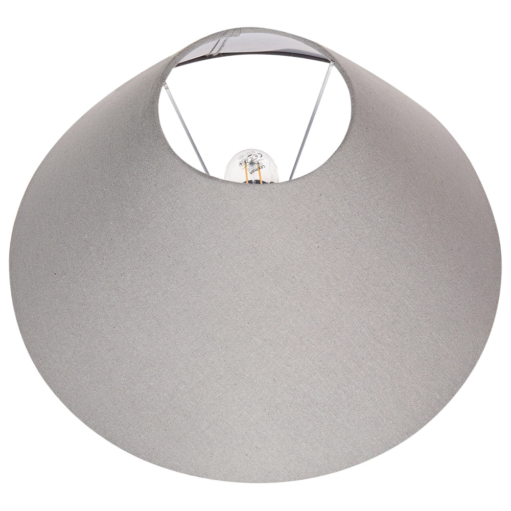 Lampada da tavolo Base in ceramica grigia Paralume in tessuto di lino Luce notturna da comodino