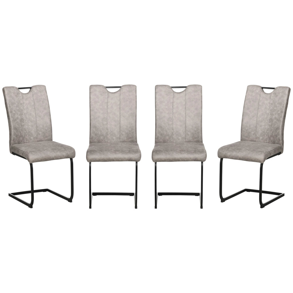 Set di 4 sedie da pranzo con rivestimento in microfibra e gambe in acciaio ¨C zephmum ¨C Grigio 43x58.5x99.5 cm