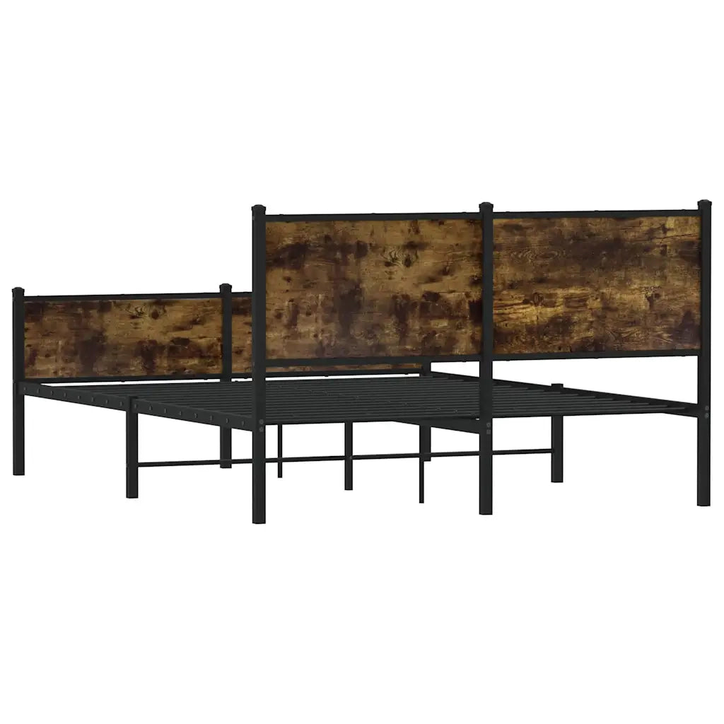vidaXL Giroletto senza Materaso in Metallo Rovere Fumo 150x200 cm