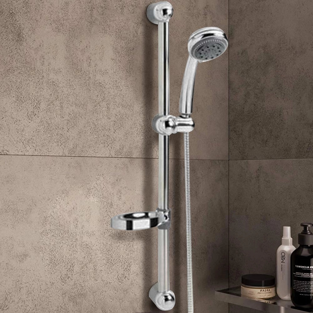 Trade Shop - Saliscendi Con Soffione Doccia 8 Funzioni Getti Asta 60 Cm Cromato Bagno Vasca -