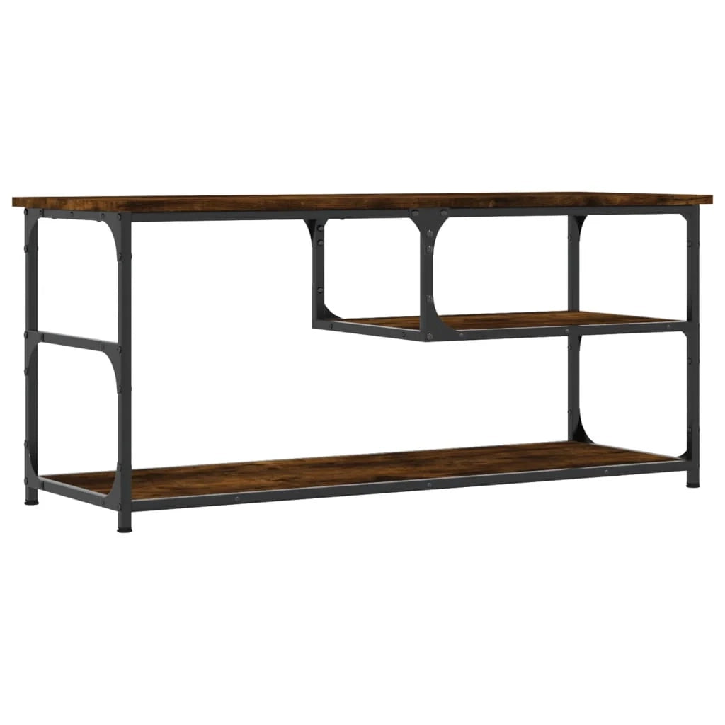 Mobile TV multimediale scaffale TV credenza mobile TV sala da pranzo soggiorno camera da letto rovere affumicato 103 x 38 x 46,5 cm legno ingegnerizzato e acciaio marrone 02_0027309