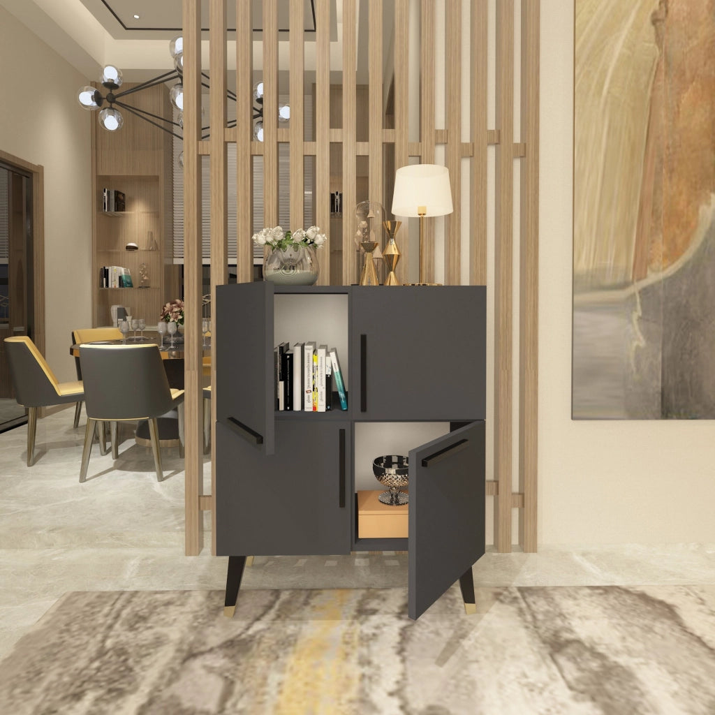 Credenza in legno "Makro" - 70 x 35 x 90 cm - Grigio antracite