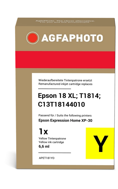 ORIGINAL Agfa Photo Cartuccia d'inchiostro giallo APET181YD ~650 Seiten 9ml Agfa Photo T1814 (C13T18144010)