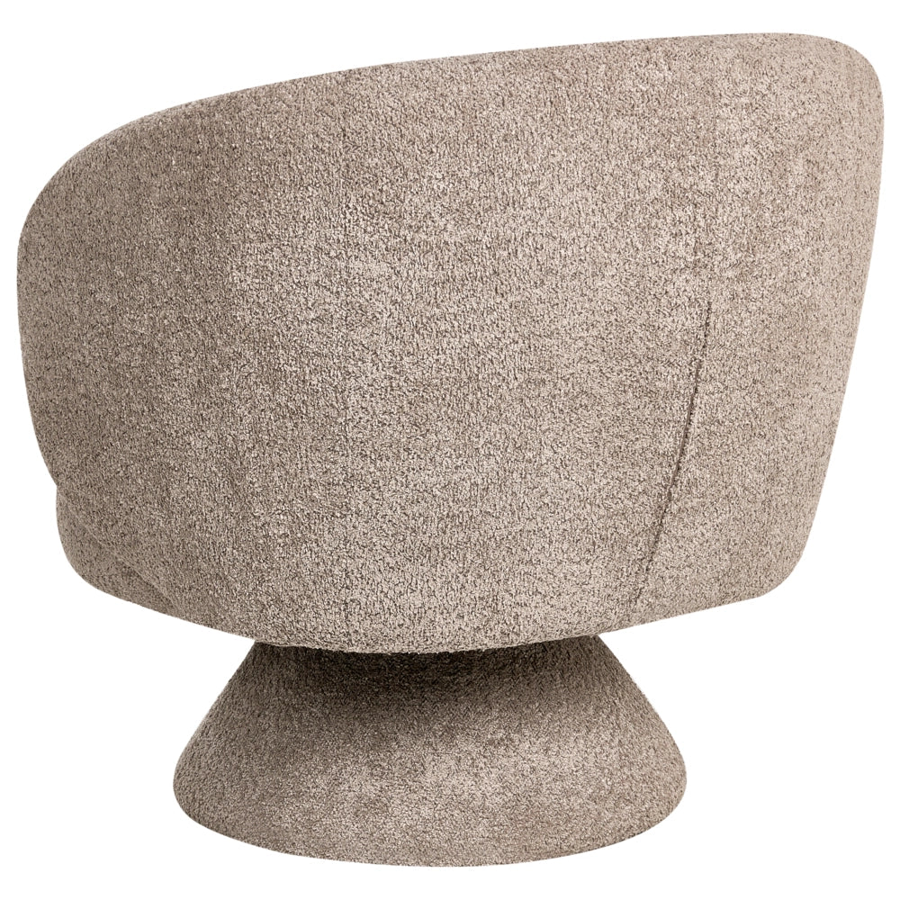 Poltrona girevole Seduta in bouclè beige Gambe in metallo stile retrò