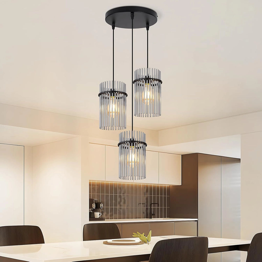 Lampada a sospensione ZMH 3 fiamme E27 in vetro nero ? 16 cm per caff¨¨ bar (senza lampadina)