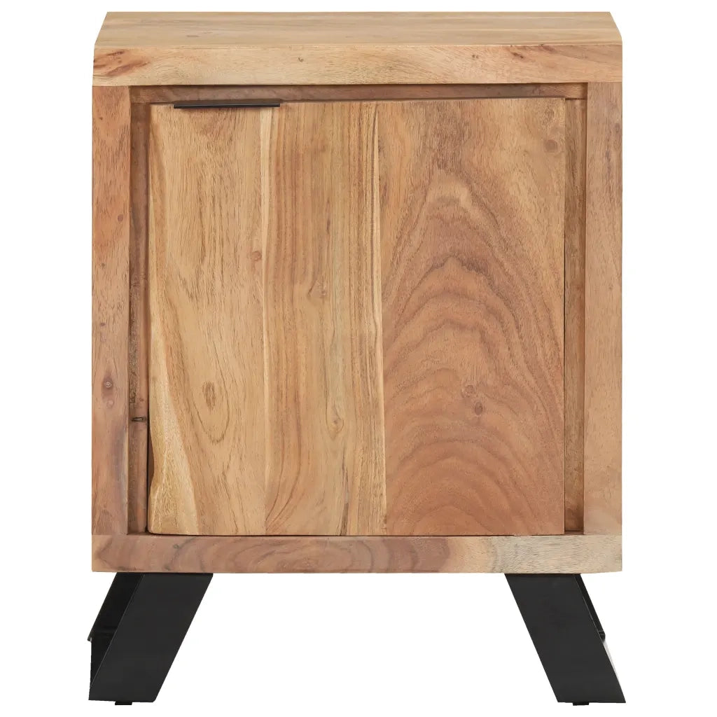 Comodino | Armadio da Notte | Mobiletto da notte 40x30x50 cm in Legno Massello di Acacia con Bordi Vivi