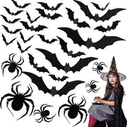 Decorazione da parete 3D vela di pipistrello, 60 pezzi decorazione da parete pipistrello Halloween per casa, parete e finestra (48 F + 12 S)