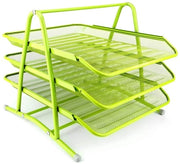 Organizzatore per ufficio - 3 cassetti - Porta documenti - Rete - Metallo robusto - Dimensioni 205 x 103 x 98 mm - Organizzatore per documenti