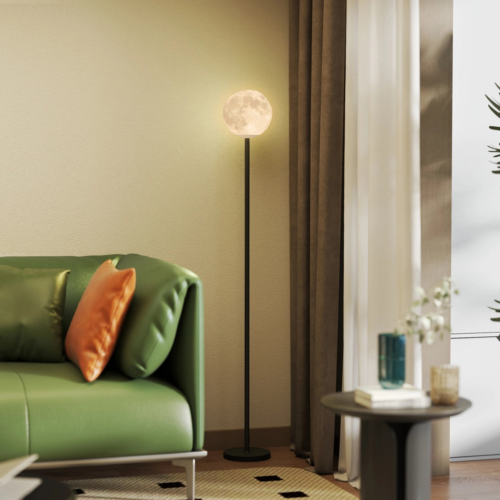 Lampada da terra con paralume effetto luna ¨C zephmum ¨C nero, metallo