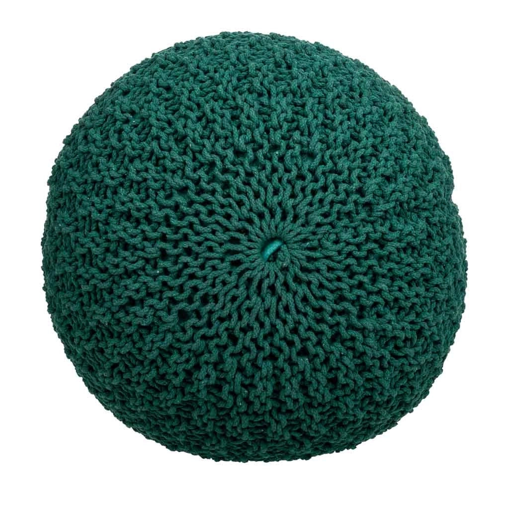 Puff de algodón trenzado verde 45x45x30
