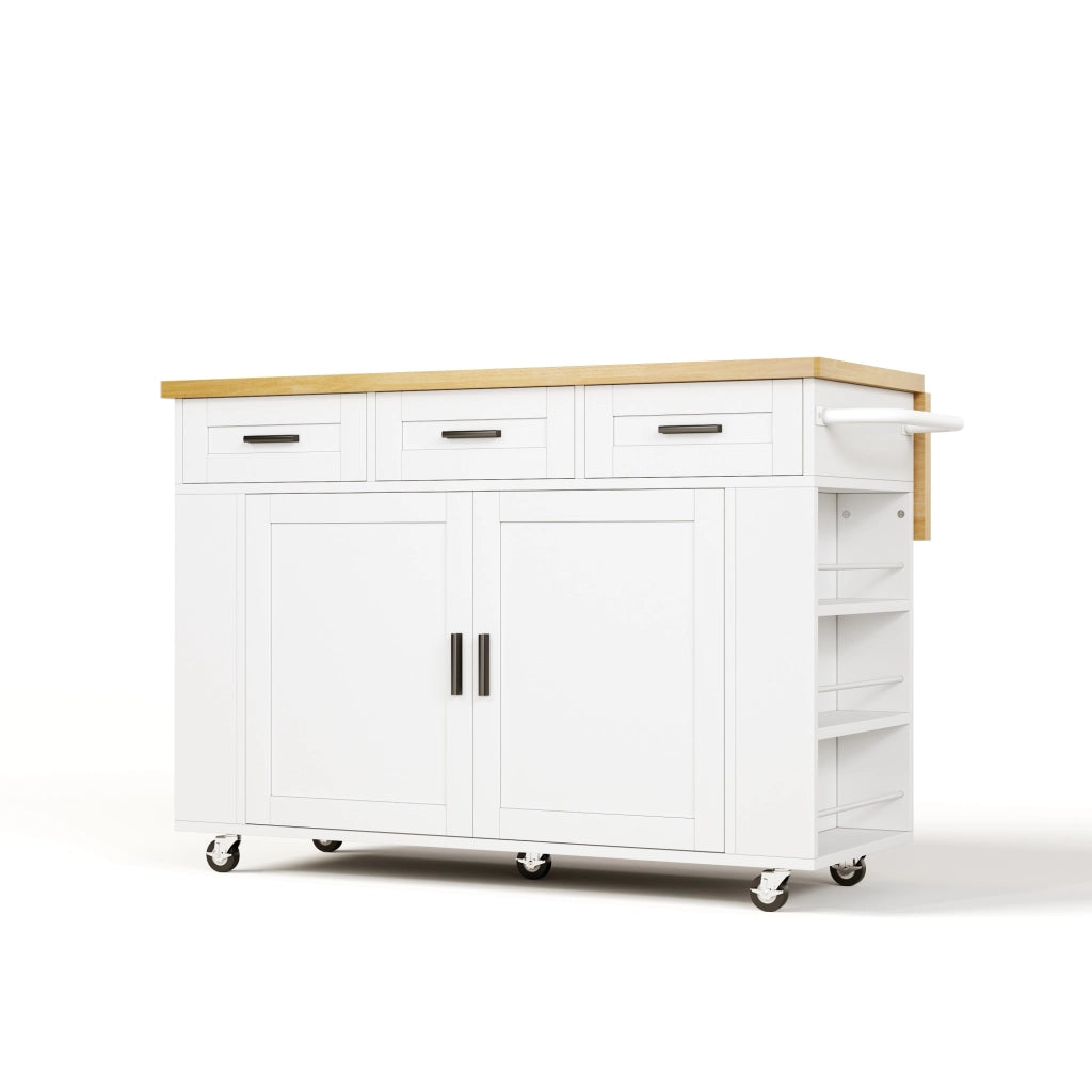 Isola da cucina con piano ribaltabile in MDF naturale e bianco