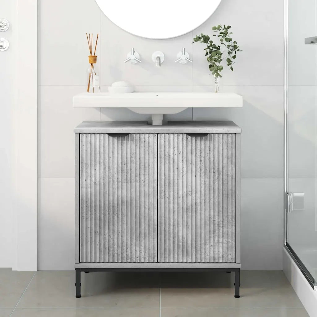 Mobile Lavabo | Armadio per Lavabo da Bagno Grigio cemento 60,5 x 33,5 x 61 cm