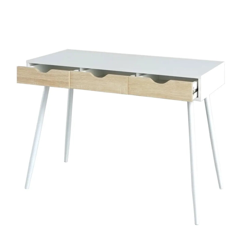 Scrivania FLORIDA 3 cassetti – Color bianco effetto legno – Stile scandinavo