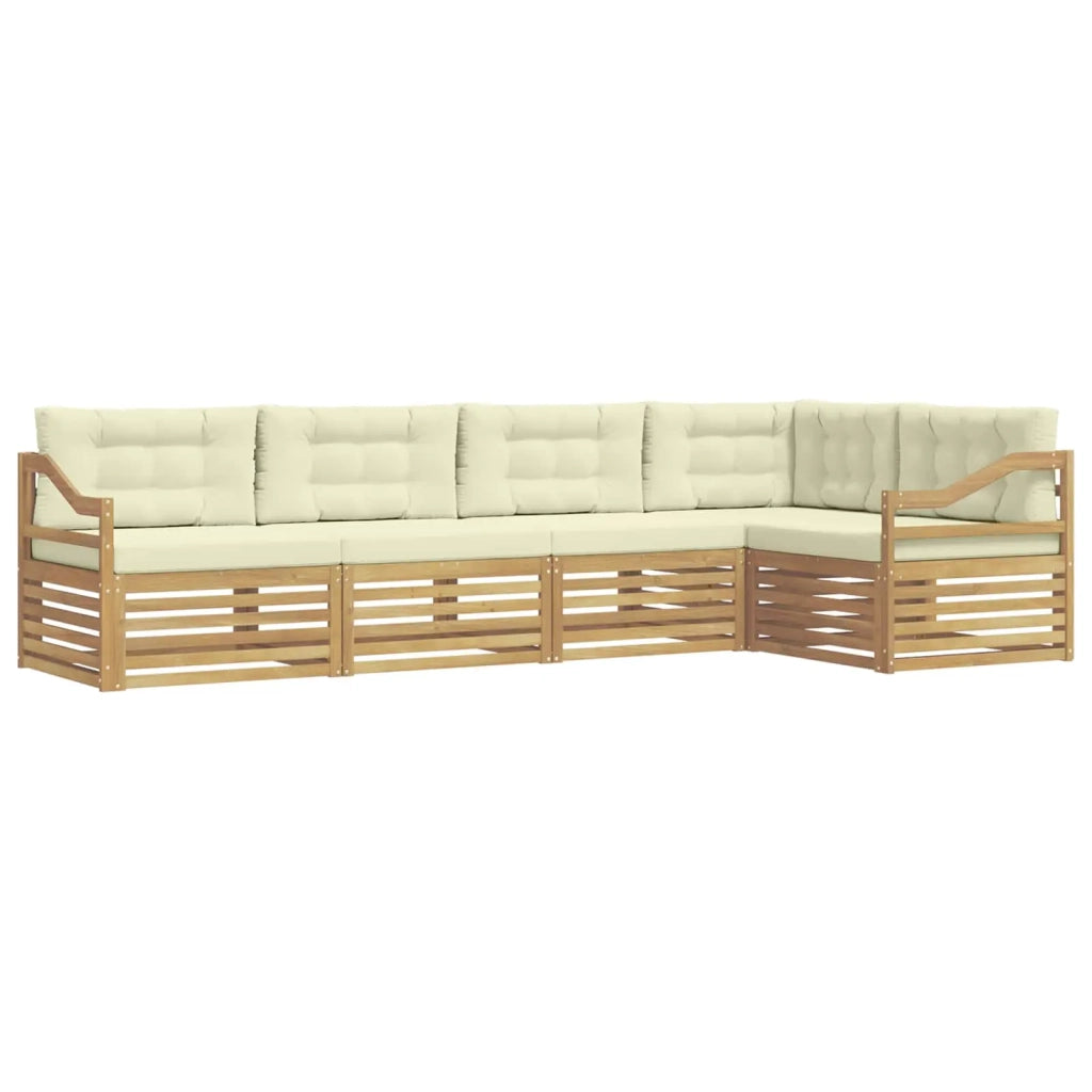 Set di divani da esterno 5 pcs Bianco e Crema Poliestere