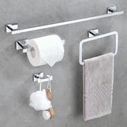 Accessori per la doccia, set da 4, accessori per la doccia, supporto per asciugamani, supporto per carta igienica, anello per asciugamani e gancio per abbigliamento in acciaio inossidabile, per installazione a parete, 62,5 cm