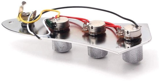 Pannello di controllo per chitarra completamente caricato - elettrico - adatto allo stile jazz bass JB - cromato - facile da installare - dimensioni 152x70x2mm - pannello di controllo