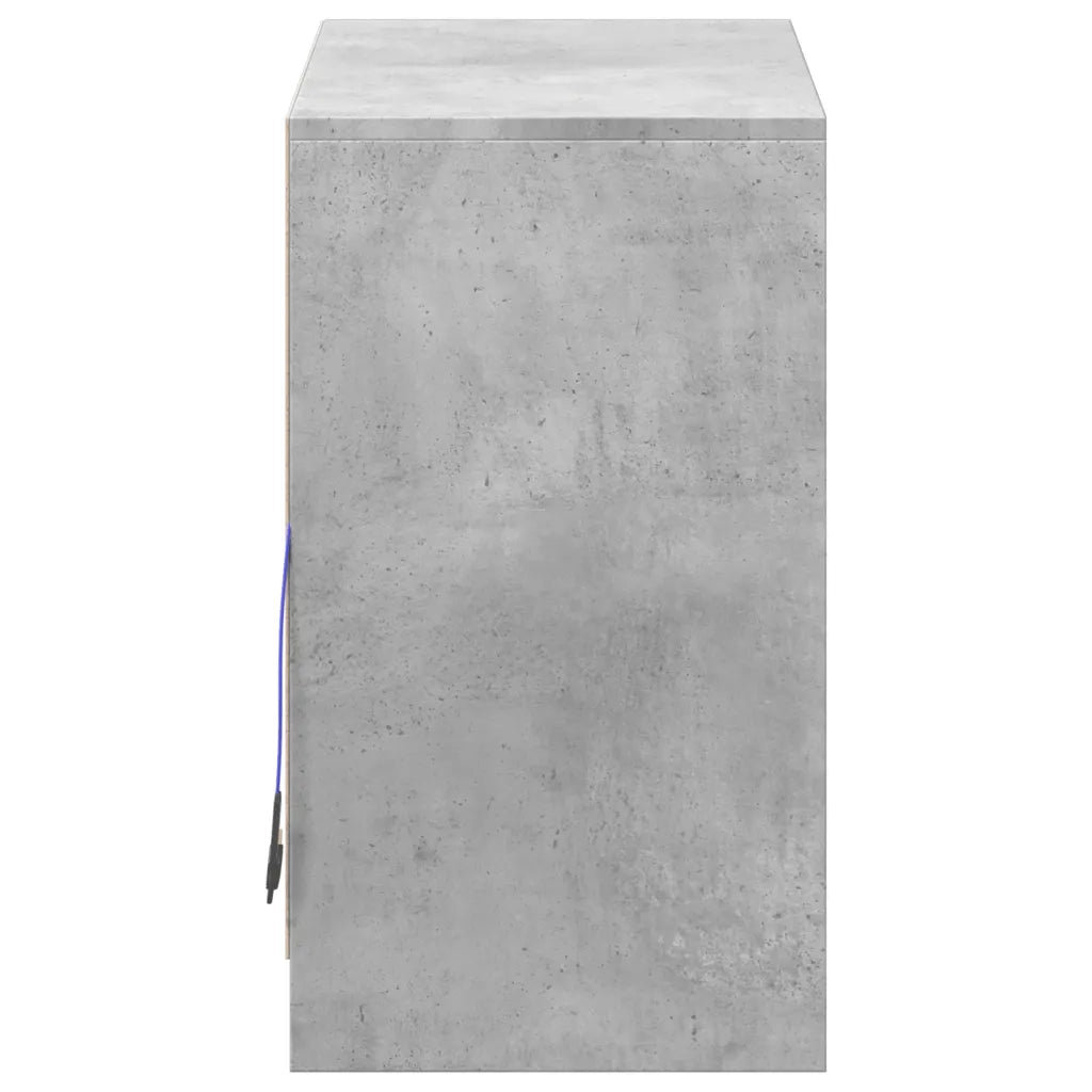 Credenza con LED-Buffet-Armadio da cucina Grigio Cemento 72x34x61 cm Legno Multistrato