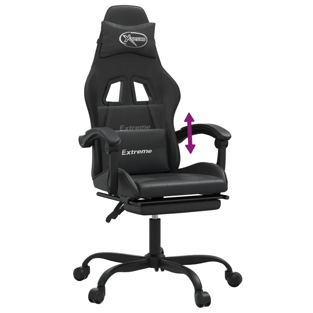 vidaXL Sedia da Gaming con Poggiapiedi Nero in Similpelle