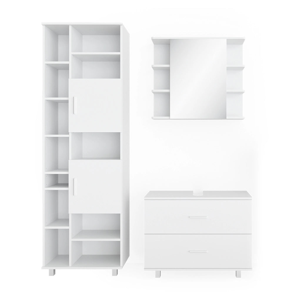 Vicco Set mobili bagno Bianco 3 parti, con colonna