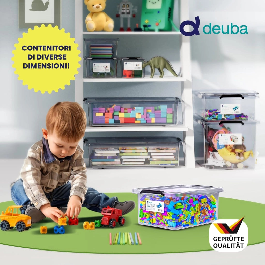 10x Contenitore Trasparente 12,5L con Coperchio BPA Free Scatole Impilabili Scatola Organizer Cucina Congelatore Contenitori Plastica Box
