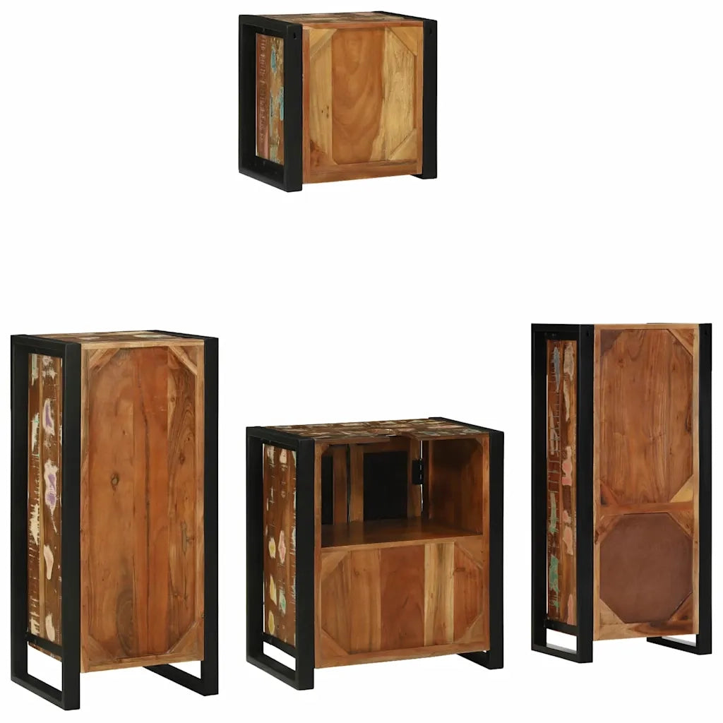 vidaXL Set di mobili per il bagno 4 pcs Legno massello riciclato